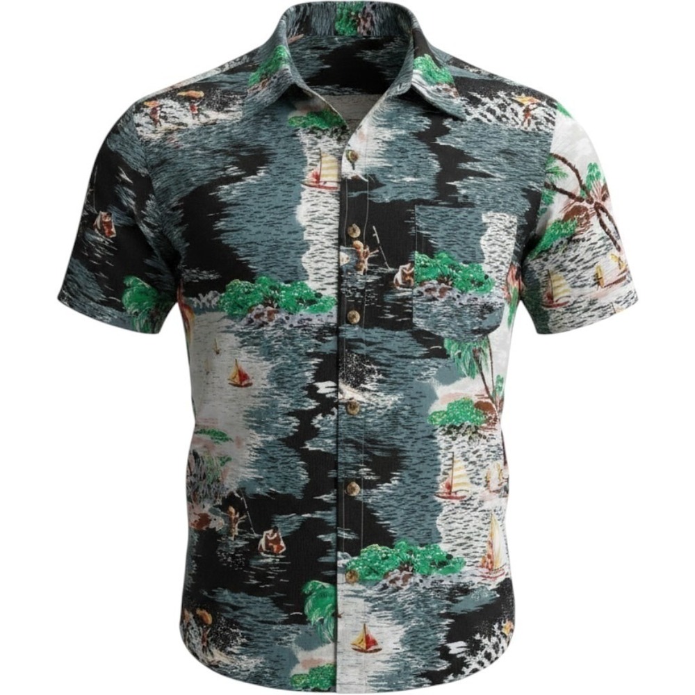 Stitch Hawaiian Mens Short Sleeve Button Shirt Tropical Beach XL Casual Vintage